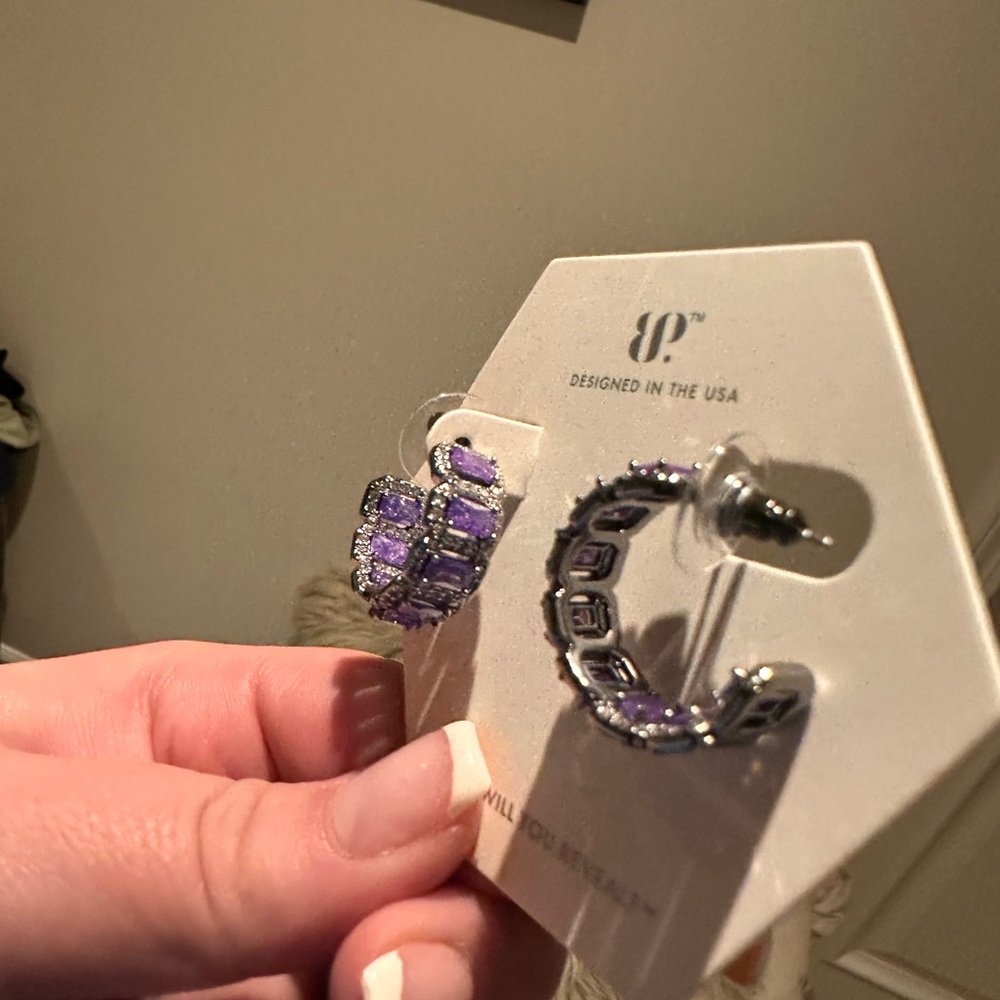Purple and Silver Contemporary Earrings